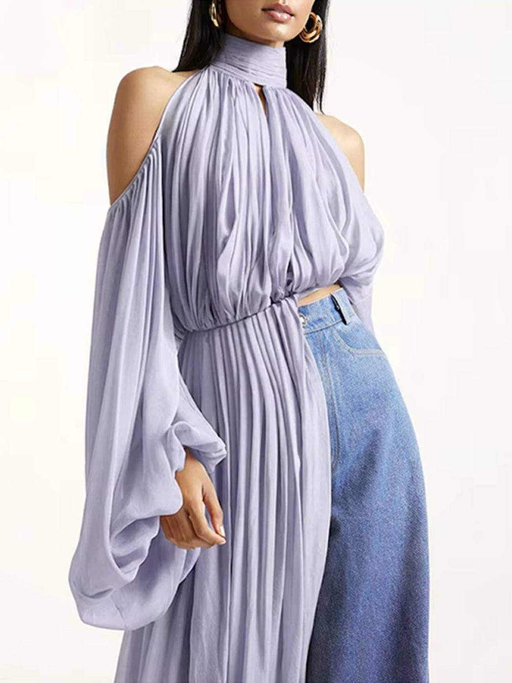 Amelie Draped Halter Blouse - Fashion Pov