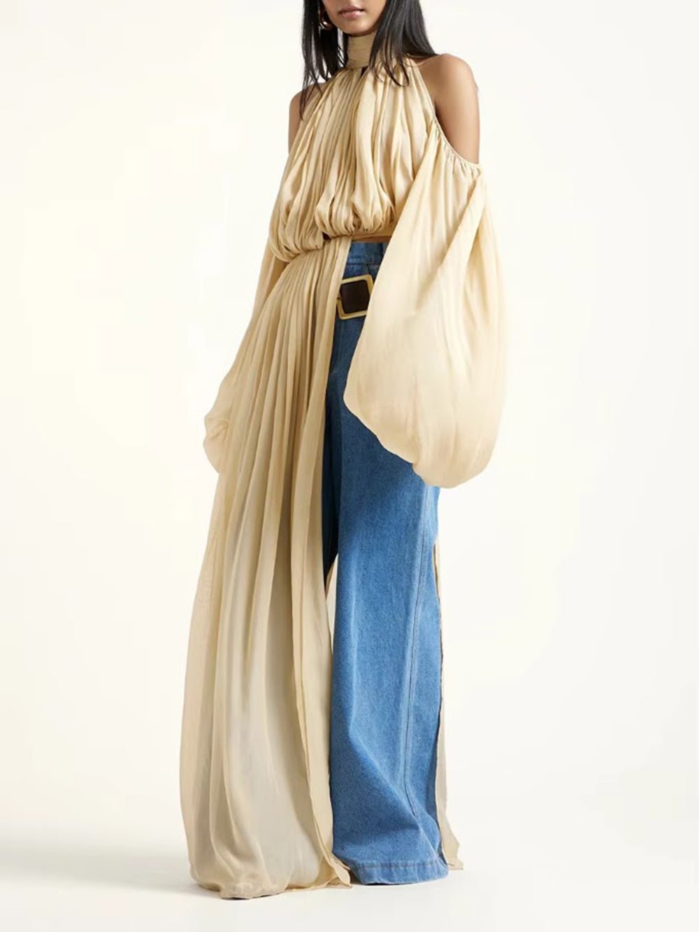 Amelie Draped Halter Blouse - Fashion Pov