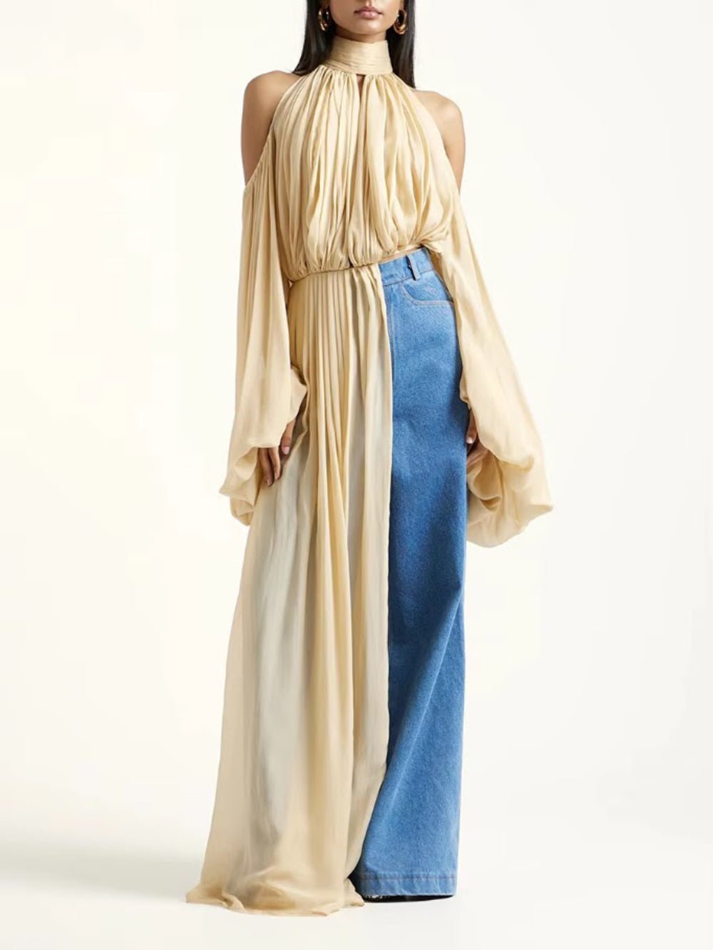 Amelie Draped Halter Blouse - Fashion Pov