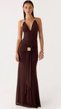 Amelie Draped Halter Maxi Dress - Fashion Pov