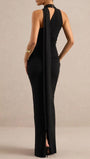 Amelie Draped Scarf Halter Maxi Dress - Fashion Pov