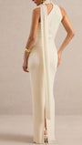 Amelie Draped Scarf Halter Maxi Dress - Fashion Pov