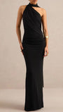 Amelie Draped Scarf Halter Maxi Dress - Fashion Pov