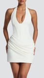 Amelie Ruched Halter Mini Dress - Fashion Pov