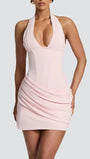 Amelie Ruched Halter Mini Dress - Fashion Pov
