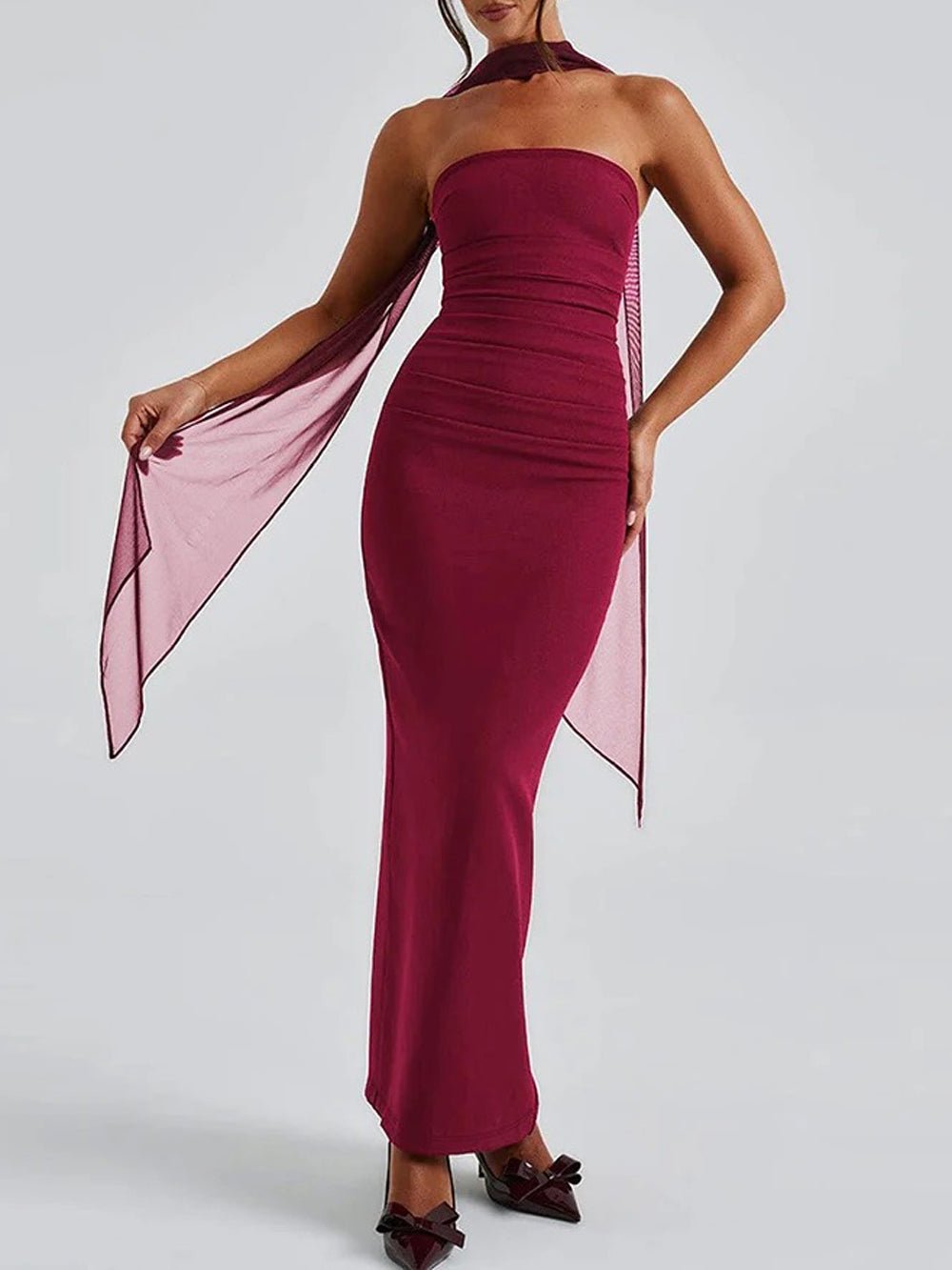 Amira Sleeveless Maxi Dress Red / M