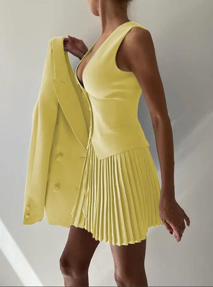 Andrea Single Breasted Top & Mini Skirt - Fashion Pov