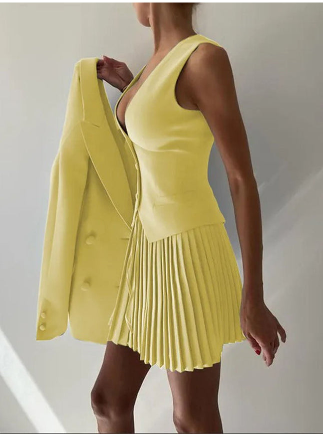 Andrea Single Breasted Top & Mini Skirt - Fashion Pov