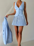 Andrea Single Breasted Top & Mini Skirt - Fashion Pov
