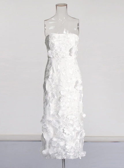 Andrina Applique Strapless Sleeveless Dress - Fashion Pov