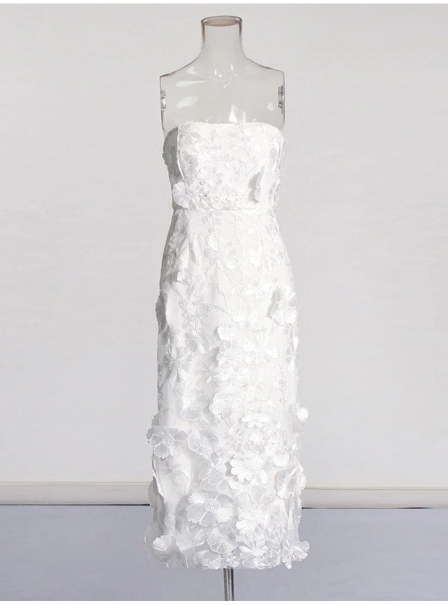 Andrina Applique Strapless Sleeveless Dress - Fashion Pov
