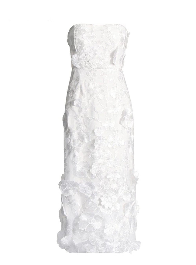 Andrina Applique Strapless Sleeveless Dress - Fashion Pov