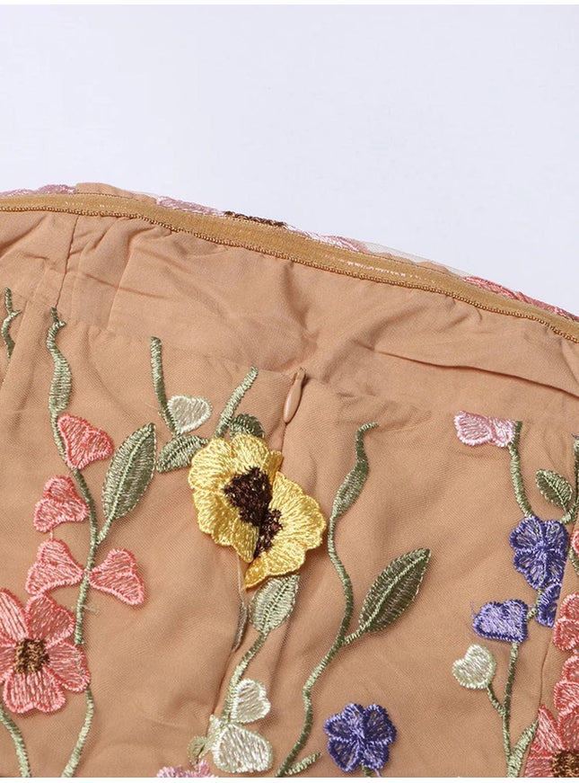 Andrina Applique Strapless Sleeveless Dress - Fashion Pov