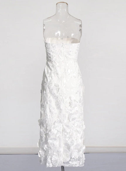 Andrina Applique Strapless Sleeveless Dress - Fashion Pov
