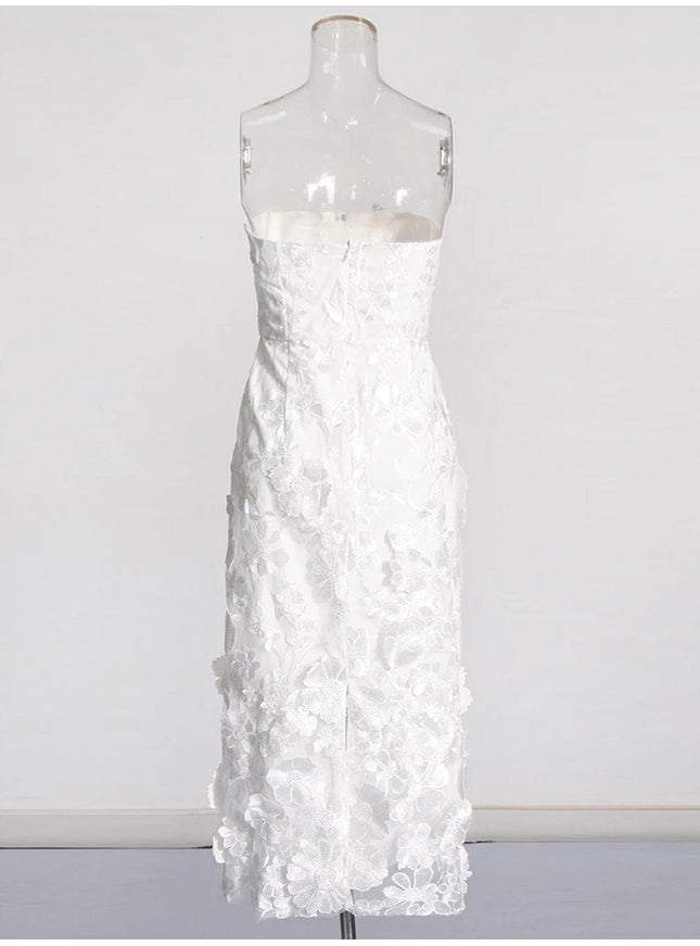 Andrina Applique Strapless Sleeveless Dress - Fashion Pov