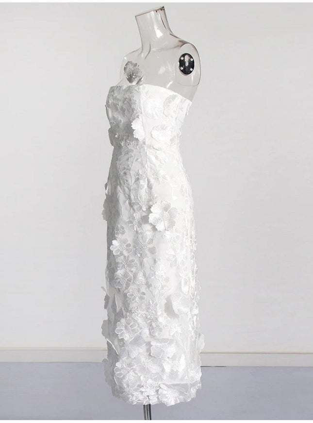 Andrina Applique Strapless Sleeveless Dress - Fashion Pov