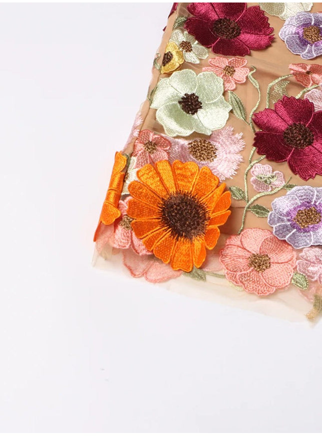 Andrina Applique Strapless Sleeveless Dress - Fashion Pov