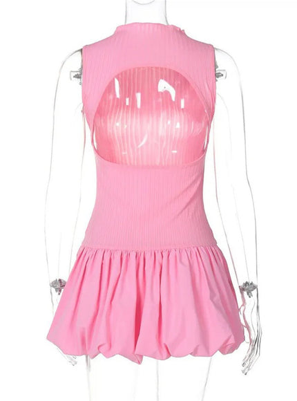 Angela Hollow Out Backless Mini Dress - Fashion Pov