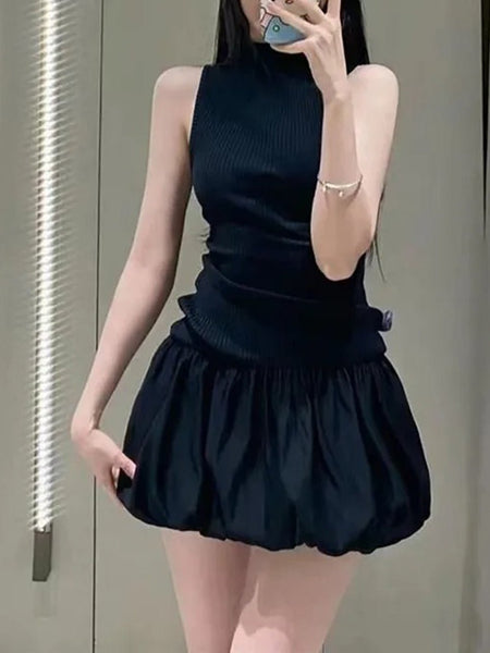 Angela Hollow Out Backless Mini Dress Black / L