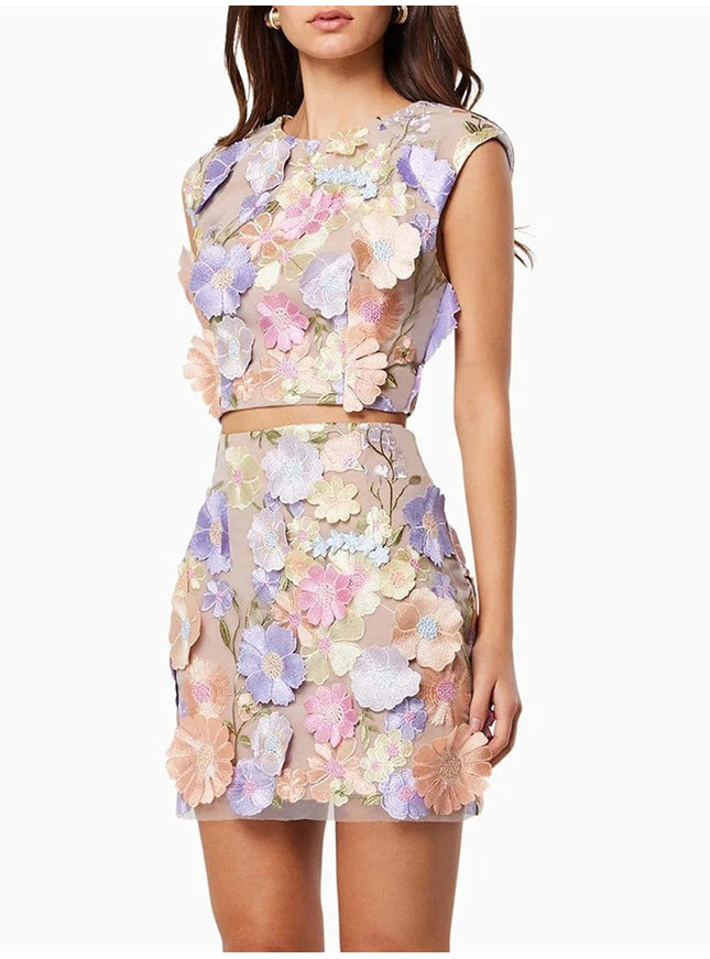 Annika Applique Top & Skirt Set - Fashion Pov