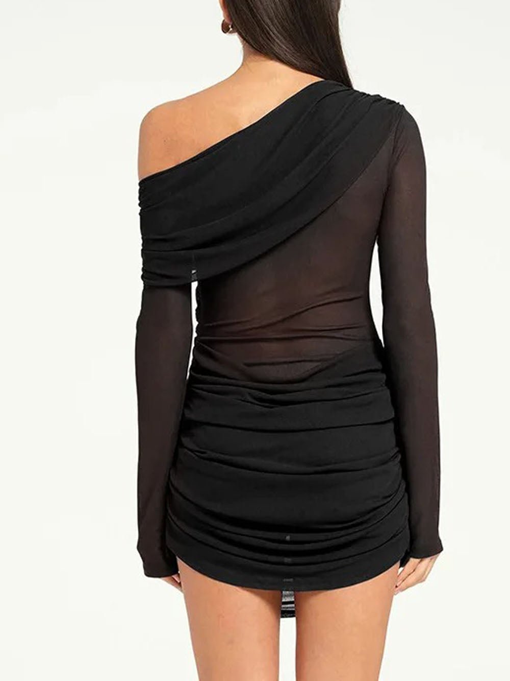 Ariana One Shoulder Mesh Mini Dress - Fashion Pov