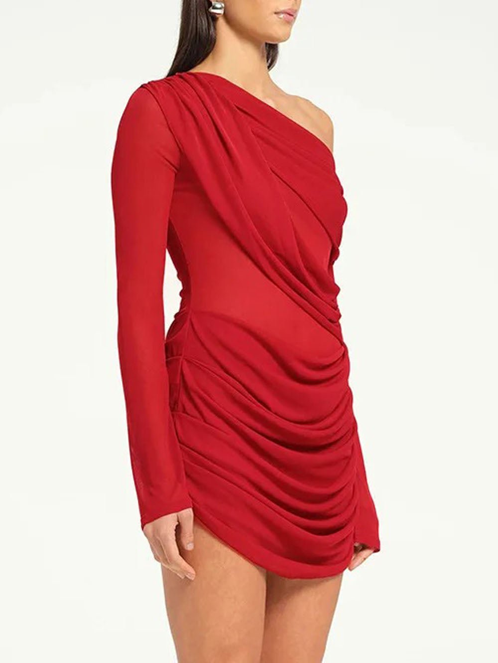 Ariana One Shoulder Mesh Mini Dress - Fashion Pov