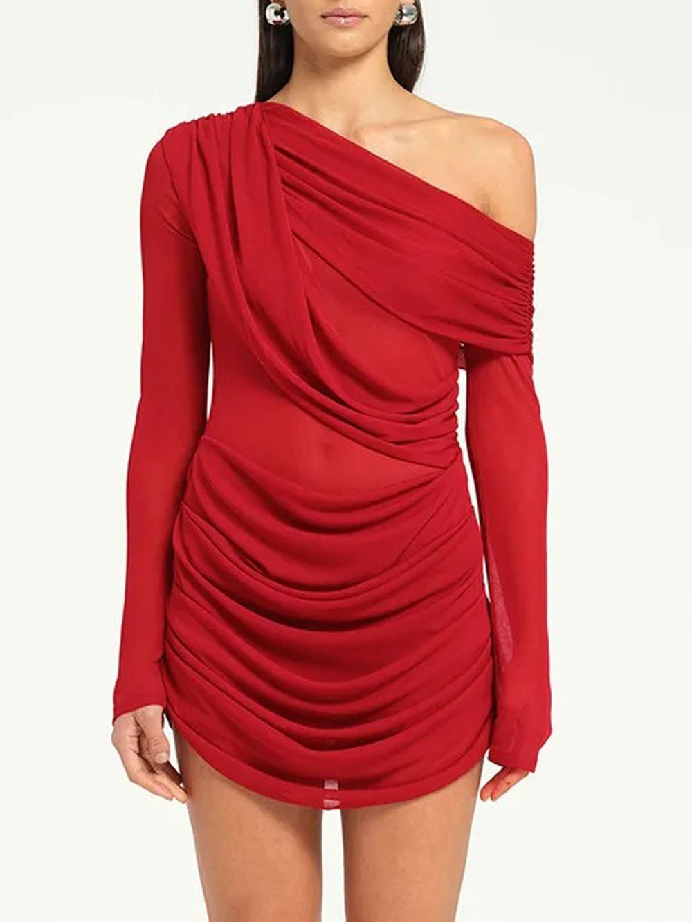 Ariana One Shoulder Mesh Mini Dress - Fashion Pov