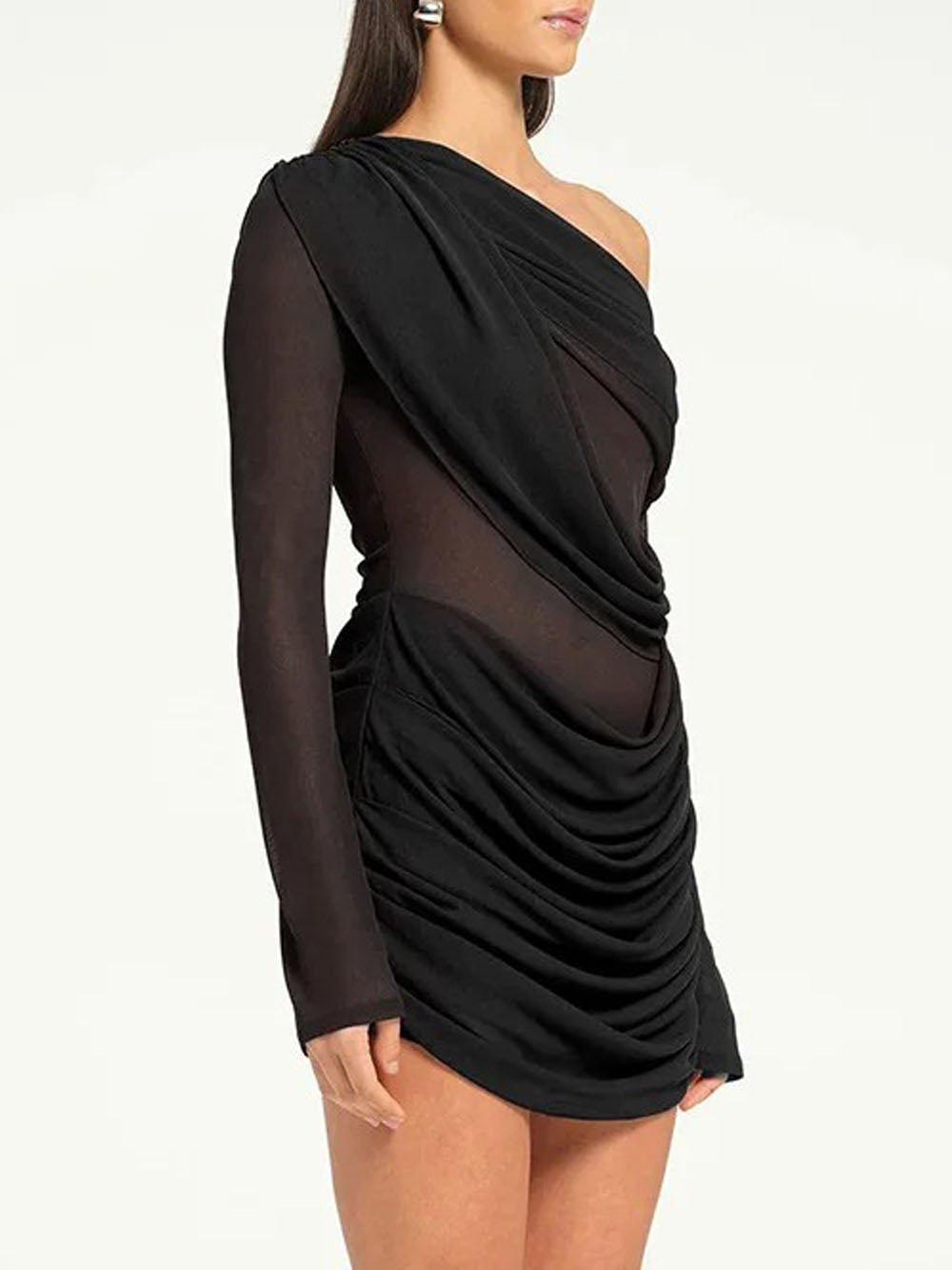 Ariana One Shoulder Mesh Mini Dress - Fashion Pov