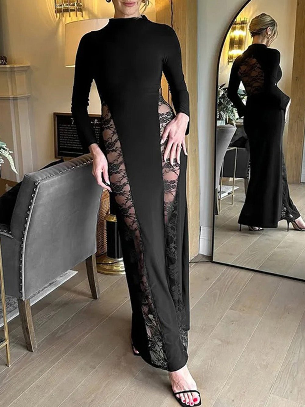 Ariana Sheer Lace Maxi Dress - Fashion Pov