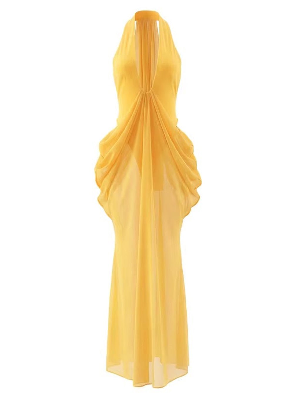 Aurelia Draped Halter Maxi Dress - Fashion Pov