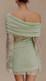 Aurelia One Shoulder Lace Mini Dress Sage Whisper - Fashion Pov