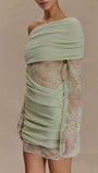 Aurelia One Shoulder Lace Mini Dress Sage Whisper - Fashion Pov