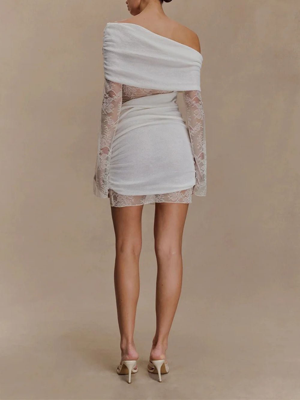 Aurelia One Shoulder Lace Mini Dress White - Fashion Pov