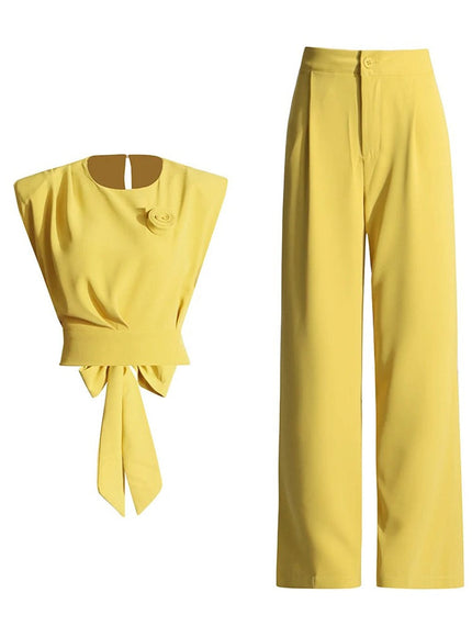 Avril Sleeveless Wide Leg Pant Chic Set - Fashion Pov
