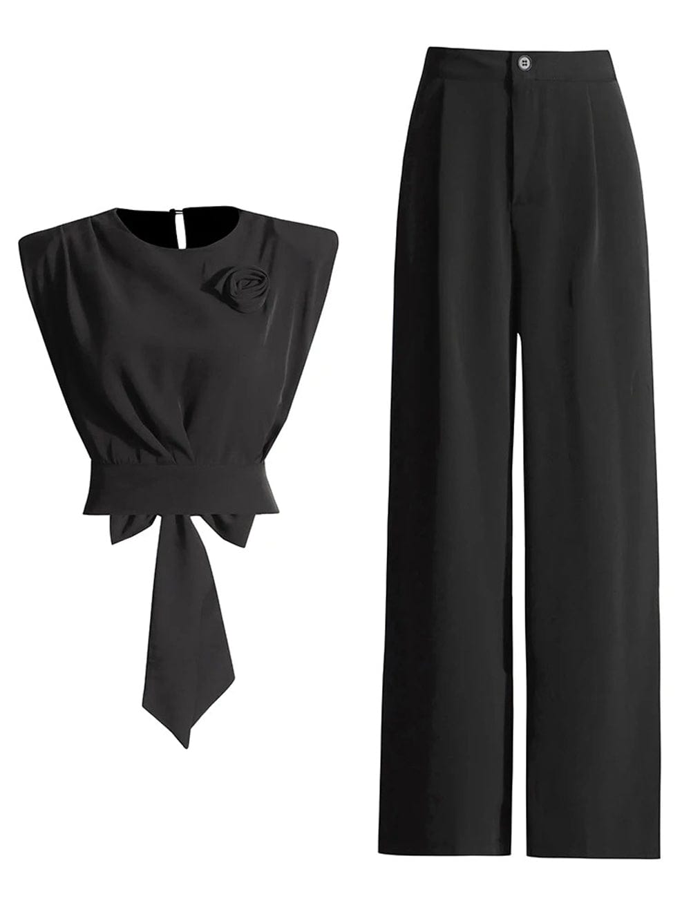 Avril Sleeveless Wide Leg Pant Chic Set - Fashion Pov