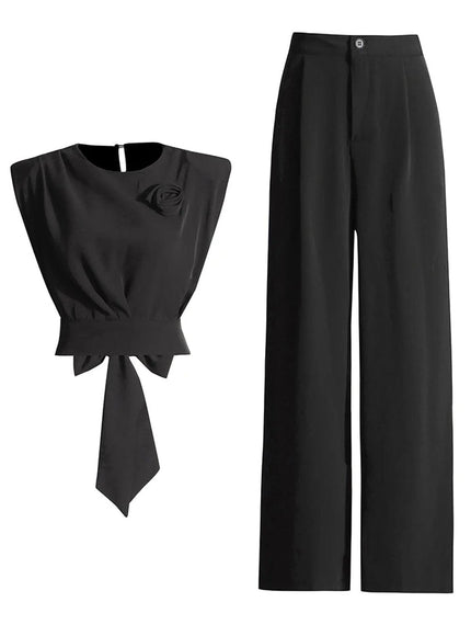 Avril Sleeveless Wide Leg Pant Chic Set - Fashion Pov