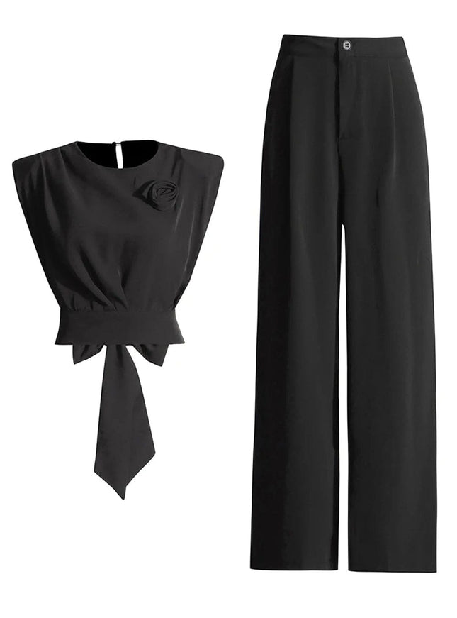 Avril Sleeveless Wide Leg Pant Chic Set - Fashion Pov