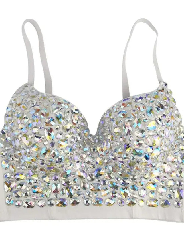 Avy Rhinestone Bustier Crop Top - Fashion Pov