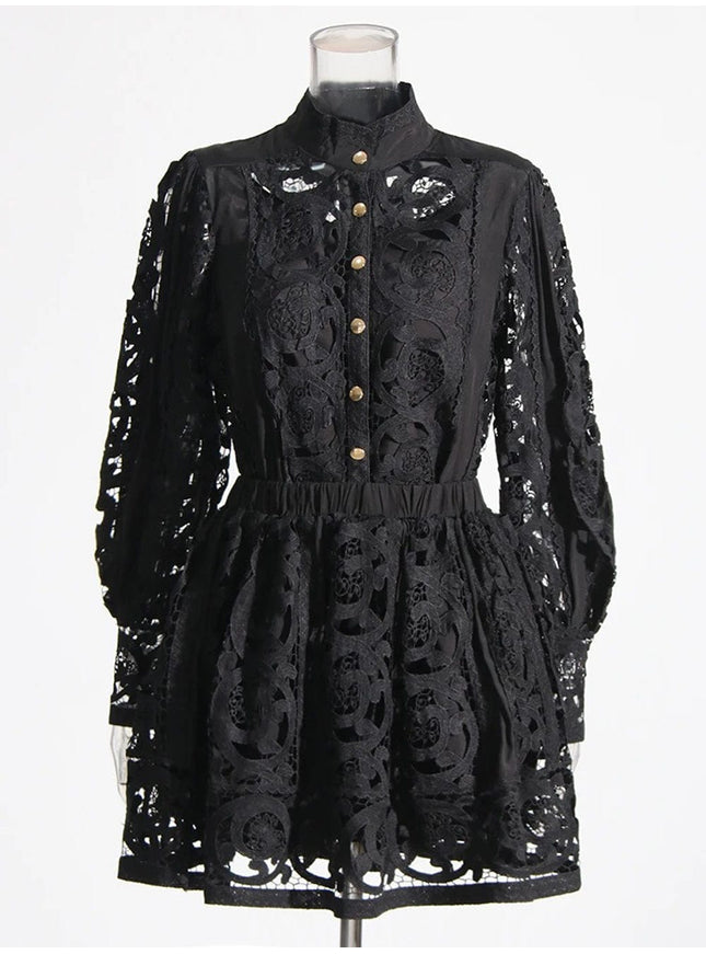 Belle Hollow Out Shirt & Skirt Set - Fashion Pov