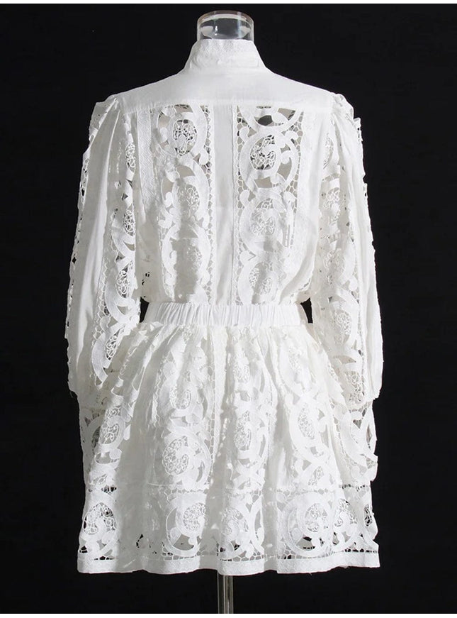 Belle Hollow Out Shirt & Skirt Set - Fashion Pov
