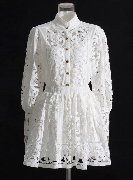 Belle Hollow Out Shirt & Skirt Set - Fashion Pov