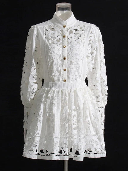 Belle Hollow Out Shirt & Skirt Set - Fashion Pov