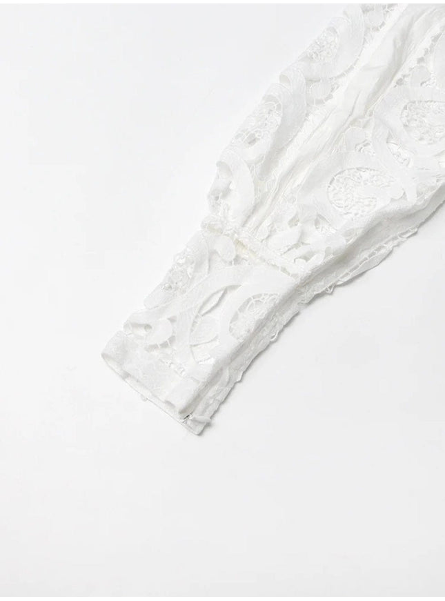 Belle Hollow Out Shirt & Skirt Set - Fashion Pov