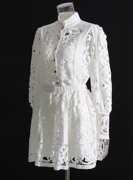 Belle Hollow Out Shirt & Skirt Set - Fashion Pov