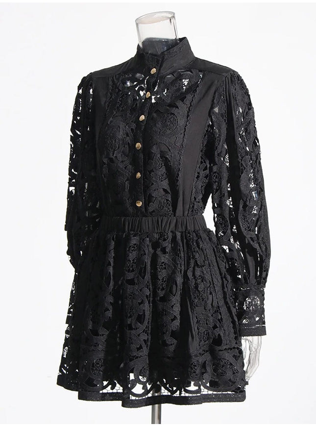 Belle Hollow Out Shirt & Skirt Set - Fashion Pov