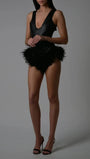 Bianca Deep V Fur Trim Romper - Fashion Pov