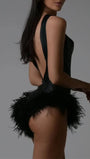 Bianca Deep V Fur Trim Romper - Fashion Pov