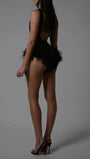 Bianca Deep V Fur Trim Romper - Fashion Pov