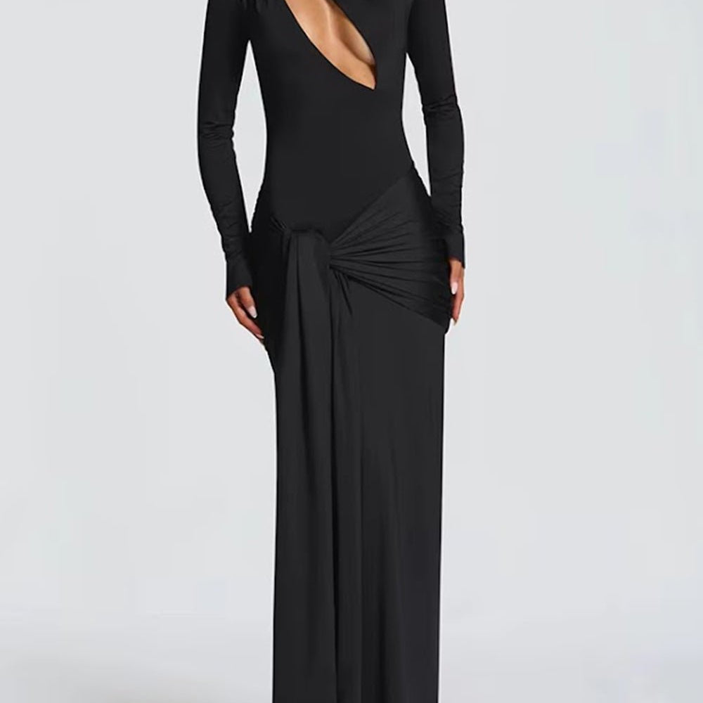 Bianca Draped Cutout Column Gown - Fashion Pov