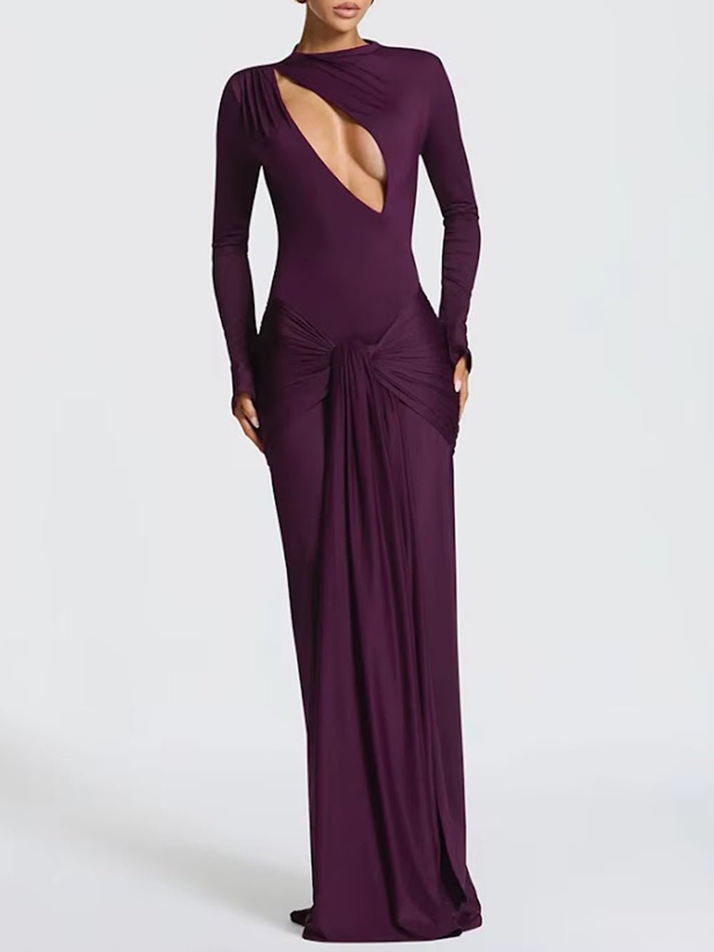 Bianca Draped Cutout Column Gown - Fashion Pov